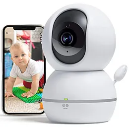Huisdier en babymonitor met camera, 1080p draadloze wifi -camera met beweging en geluid alert (wit)