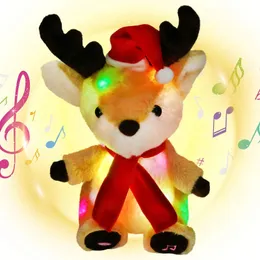 Plush Light Up Toys 30cm Elk Musical Toys Guite Christmas Gift for Girls Lullabies Songs محشوة الحيوانات PP Cotton Kids 231109