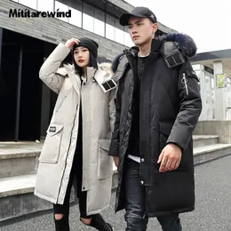 Parkas masculinas -30 graus jaqueta de inverno homens pato branco para baixo casaco longo manter quente engrossar moda com capuz gola de pele blusão casal para baixo parka 231108