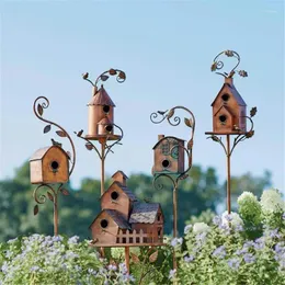 Décorations de jardin ornement lieu de repos des oiseaux imperméable exquis colibri maison piquet Art décor à la maison antirouille Durable