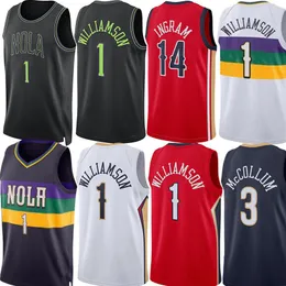 Nowy Zion 1 Williamson Nop Pelican Basketball Jerseys Brandon Ingram CJ McCollum Jose Alvarado Jonas Valanciunas Herbert Jones Trey Murphy City Custom Jersey Mężczyźni