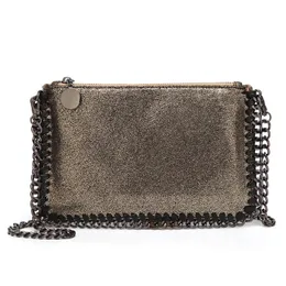 Evening Bags FIRMRANCH Simple Design Metal Plate Braided Chain Solid Color Shoulder Crossbody Mobile Phone Bag Female Purse Small Pouch Chic 231108
