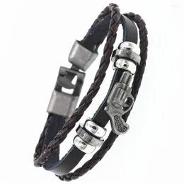 Charmarmband DGW Men Gun Pu Leather Armband med Vintage Clasp Högkvalitativa smycken för Pulseira