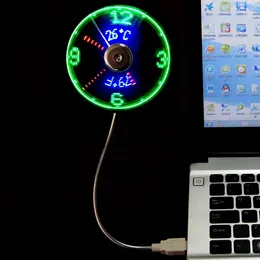 ساعات الجدول ومروحة ساعة ذكية فريدة من نوعها مع عرض درجة الحرارة في الوقت الحقيقي ، ينبعث ضوء وميض USB