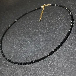 Chains Fashion Brand Simple Black Beads Short Necklace For Women Crystal Strand Choker Necklaces Holiday Ladies Party Jewelry 2023