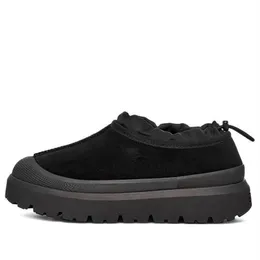 Handgefertigte, maßgeschneiderte Damenschuhe, modische, warme Schneestiefel, mittelhoch, UG, dicke Sohle, Tasman Weather Hybrid Slipper 'Schwarz' 1144096-BBLC