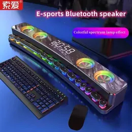 Computer Speakers SOAIY SH39 Wireless Bluetooth RGB Gaming Speaker Stereo Subwoofer USB AUX TF PC Computer Sound Bar Game Soundbar YQ231103