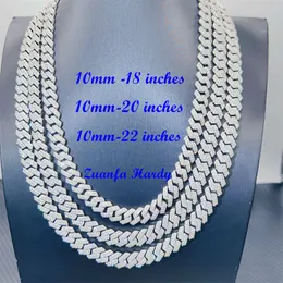 Zuanfa hip hop jóias fábrica 8mm 10mm largura sier colar vvs diamante moissanite cubana link chain