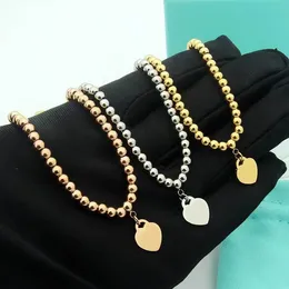 Woman Man Pendant Necklaces Peach Heart Ball Chain Necklace Designer Jewelry Gold/Silver/Rose Bead Necklace Complete Brand as Wedding Christmas Gift