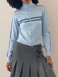 女性のセーターY2K美学のフェアコアスウェットシャツパッチワークグラフィックパターンジップアップパーカー2000年代ヴィンテージグランジスポーティージャケットコート231108