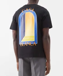 Homens camisetas Casablanca Designer Camisa 23ss Porta de Fantasia Estilo Siciliano Casal Havaiano Manga Curta T-shirt Casablanc