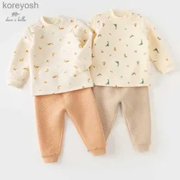 Pyjamas Dave Bella Mädchen Jungen Kinder Pyjama Set 2023 Herbst Winter Nachtwäsche Neue Mode Lässig Bequem Zweiteiler DB4238265L231109