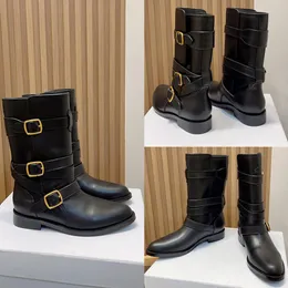 STIVALE LYRA TRIPLE BUCKLES IN VITELLO NERO stivali triomphe stivali firmati stivali lunghi da donna stivali autunno inverno Stivali alti alla coscia stivale stile retrò britannico