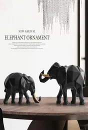 Statuetta di elefante 2 set in resina per l'home office el decorazione da tavolo animale moderno artigianato India bianco Elefante statua decor 2107273817758