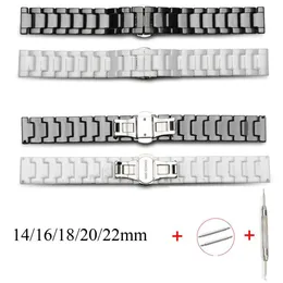 Bracelets de montre Bracelet de montre en céramique 14mm 16mm 18mm 20mm 22mm Bracelet de montre blanc noir Bracelet en céramique montres-bracelets universelles bande 231108