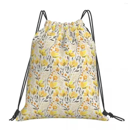 Mochila Mochilas de campo amarillo Moda Bolsas con cordón portátiles Paquete Bolsillo Bolsa deportiva Libro para hombre Mujer Estudiantes