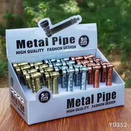 24 st/parti 82mm kort metallrör mini cigarettfilter torr örthand röksked rör vs glas tobaksrör med displaybox