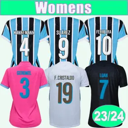 2023 24 Gremio FERREIRA Mulheres Futebol Jerseys GEROMEL KANNEMANN SUAREZ F.CRISTALDO DIEGO SOUZA Home Away Branco 3ª Edições Especiais Camisas de Futebol Adulto