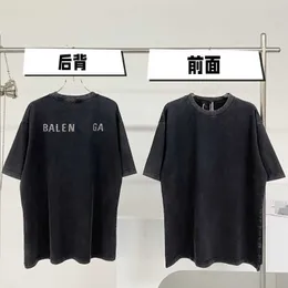 Designer T-shirt 2023 Summer High Edition Li Loose Simple Old Made Unisex Letter Par Round Neck Sleeve T-shirt