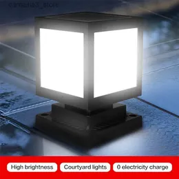 Solar Wall Lights LED Solar Column Headlight Solar Powered Pillar Lamp Outdoor Waterproof Wall Light for Villa Courtyard Landscape Garden Decor Q231113