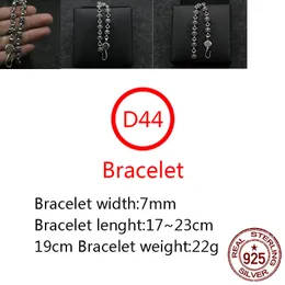 D44 S925 Sterling Silver Bracelet Punk Hip Hop Style شخصية مجوهرات كلاسيكية كروس كروس شكل زهرة هدية للعشاق