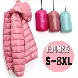 Women's Down Parkas Kobiet Ultra Light Down Jacket Coats Autumn Winter długie rękaw Koreańskie szczupłe topy S-8xl WDC9402 231108