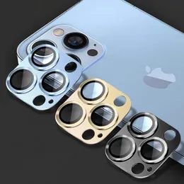 Luxury Camera Lens Protector Cover Cases Metal Ring Back Camers Tempered Glass Falle For Apple iPhone 14 13 12 11 Plus Pro Max Cell Phone Screen Protectors