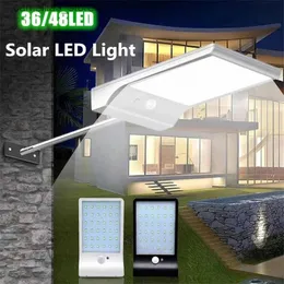 Lampade da parete solari Il più recente 36 / 48W LED luce solare a induzione esterna Sensore di movimento PIR IP65 impermeabile parete del cortile del giardino installazione conveniente Q231109