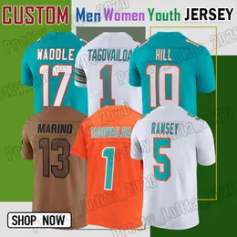 10 Tyreek Hill Fußballtrikot Tua Tagovailoa Miamis Jaylen Waddle Dolphins Jalen Ramsey Raheem Mostert Jason Taylor Jaelan Phillips Zach Thomas Andrew Van Ginkel