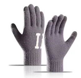 Kış erkek eldivenleri kalın sıcak dokunmatik ekran yün açık binicilik örme eldiven fabrikası toptan
