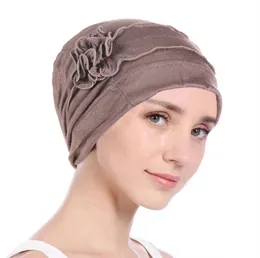 Flower Decro Turban Cap czapki dla kobiet muzułmańskie hidżab miękka głowa Cover India Cap Bandanas Faria Rak CHEMO CAP