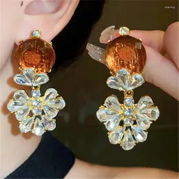 dangle earrings luxury Sparkingファッションクリスタルフラワーステートメントパーティー女性の宝石卸売