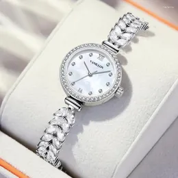 Wristwatches Simple Women's Watch Mermaid Bracelet Full Sky Star Diamond Fish Tail Quartz Clock Waterproof Reloj