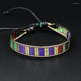 Браслеты-подвески, этнический плетеный тканевый браслет для женщин и мужчин, винтажный красочный цветочный узор, регулируемая веревка ручной работы с кисточками, ювелирные изделия