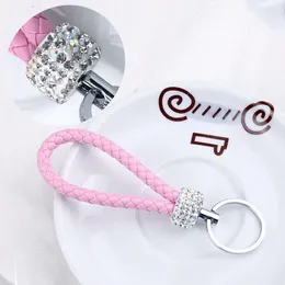 PU Leather Braided Woven Rope Keychain DIY Bag Pendant Key Chain Holder Car Keyring Simple Multiuse Key Holder Gifts Car Accessories