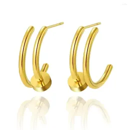 Studörhängen vild gratis mode rostfritt stål 14k guldpläterad c-formad för kvinnor geometrisk personlighet charm smycken