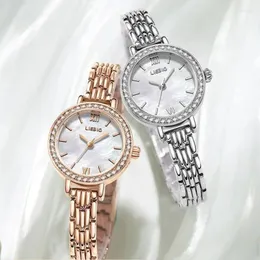Zegarek na rękę matkę perłową diamentową bransoletkę damską zegarek kobiet lekki luksusowy kwarc zegarki ze stali nierdzewnej kobieta