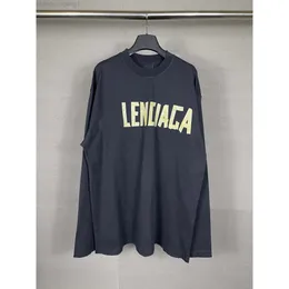 Designer Hoodie Balanciaga Paris Novo 23ss Clássico B Casa Fita Adesiva Puxar Impressão Lavagem Desgastada Buraco Velho T-shirt de Manga Longa