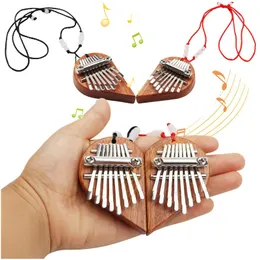 Party Favor Eight-tone Mini Kalimba Finger Portable Piano 8 Keys Wood Half Heart Base Thumb DIY Assembly Christmas Pendant Gifts Z40