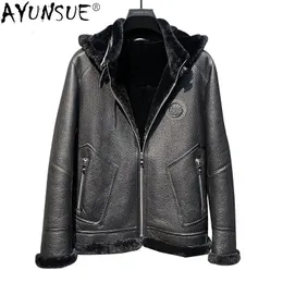 Men's Jackets AYUNSUE Winter Coat for Men Real Leather Jacket Natural Sheepskin Fur In One Male Casaco De Pele Masculino 231108