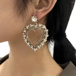 Orecchini pendenti HYSECMAO Design Vintage da donna con strass colorati Ciondolo a forma di cuore Orecchini pendenti Gioielli di alta qualità per la festa nuziale