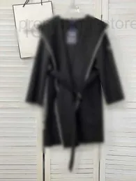 Designer di misto lana da donna Autunno e inverno nuovo cappotto in cashmere con bordo avvolto a mano lungo trincea casual in pelle allentata 13T5 T4KB