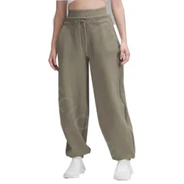 Lulus pluszowe polar pantalon femme chandal wysokiej jakości damski chaude podwójna talia talia wysoka talia szczotkowana wiatroodporna sporty sporty