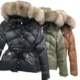 Women's Winter Down Jacket Short Thick Fashion Designer Brand Women's Outdoor Warmth Large Fox Collar Jacket Women's Parka Hooded Glossy Short Coat