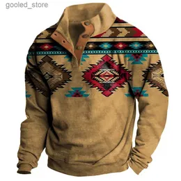 Men's Hoodies Sweatshirts 2023 New Camisetas V-neck Sweater Men's 3d Digital Printing Stand Collar 6 Button Vintage Y2k T Shirt Men Hipster Gym Clothing Q231110