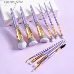 Pincéis de maquiagem Karsyngirl 10pcs diamantes brilhantes profissionais conjunto de pincéis de maquiagem lilás base em pó sombra para os olhos ferramentas cosméticas Q231110