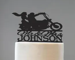 Pan i Pani Cake Topper z nazwiskiem Topper Para z motocyklami Wedding Personalized9510912