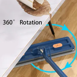 Neuer neuer großer flacher Mopp, um 360° drehbarer Boden-Mikrofaser-Reinigungsmopp mit Haken, Quetschmopp, Haushalts-Bodendecken-Reinigungsbesen