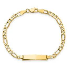 Bracciale Figaro in oro giallo 14k con nome e identificazione della barra, gioielleria raffinata per donne, regali per lei