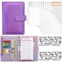 Budgetplanerare Pu Binder Notebook med Zipper kuvert Kontanter för budgetering av pengarorganisatör Binde